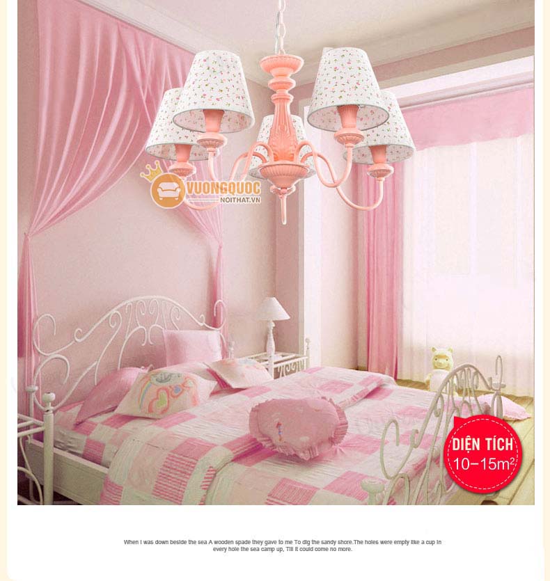 Đèn chùm trẻ em màu hồng ngọt ngào UHS126-4